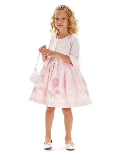 فستان وردي بجاكت ( طوق وشنطة هدية ) مدة التجهيز (٧...