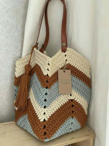 Rosie Crochet Bag - colors: turquoise, brown, beig...