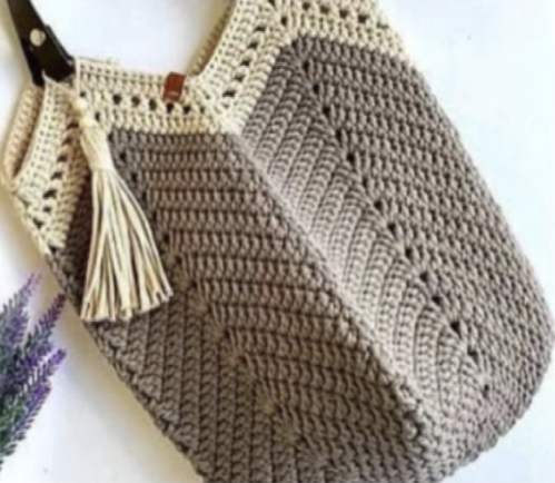 Rosie crochet bag - brown and beige colors