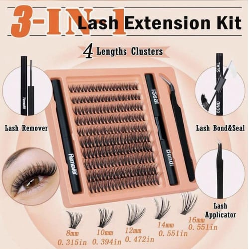 رموش أسبوعيه 200 مجموعة إطالة الرموش 9-15ملم 40D ف...