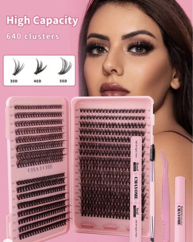 مجموعة الرموش الاسبوعيه 640 قطعة DIY، 30D+40D+50D...