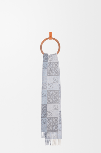 Loewe | Scarf in wool and cashmere | Color: Blue/W...