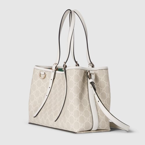 Gucci | GG Emblem medium tote bag | beige and whit...