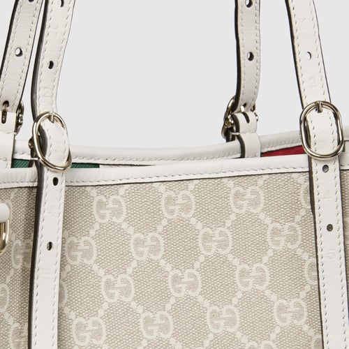 Gucci | GG Emblem medium tote bag | beige and whit...