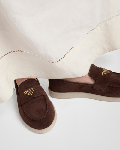 Prada | Suede leather loafers | Color: Dark Brown