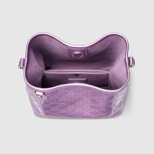 Gucci | GG Emblem small bucket bag | lilac GG leat...