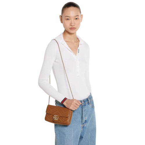 Gucci | GG Marmont small shoulder bag | brown leat...