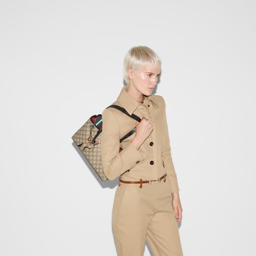 Gucci | GG Emblem medium tote bag | beige and dark...