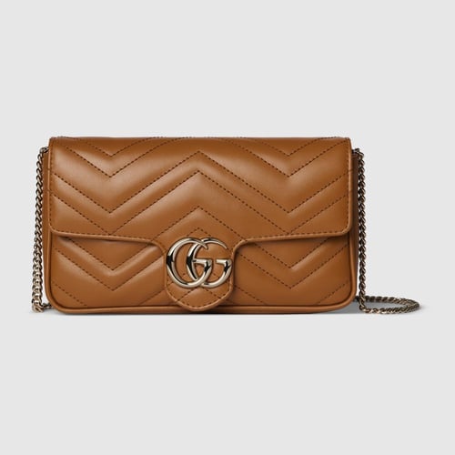 Gucci | GG Marmont small shoulder bag | brown leat...