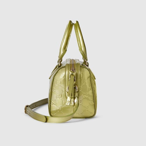 Gucci | GG Emblem small boston bag | pale green GG...