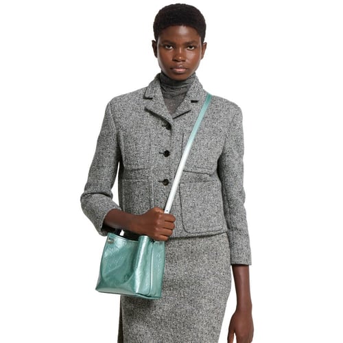 Gucci | GG Emblem small bucket bag | light blue GG...