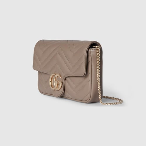 Gucci | GG Marmont small shoulder bag | taupe leat...