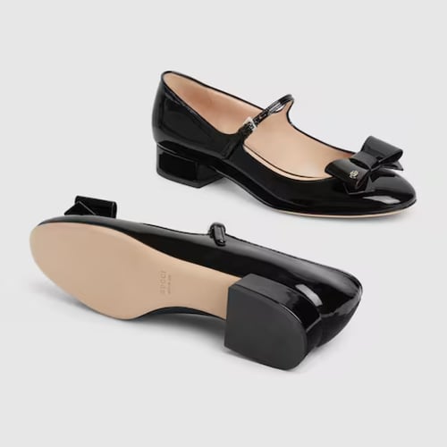 Gucci | Women's ballet flat with bow| black patent...