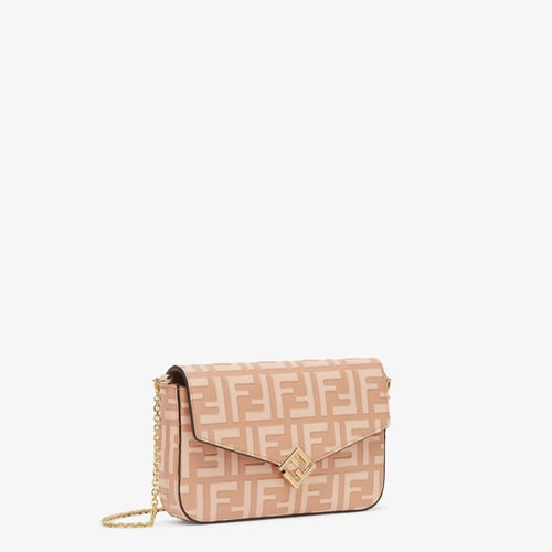 Fendi | FF Diamonds Wallet On Chain | Pink leather...