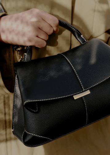 Poléne Paris | Mokki | Black with Ecru Stitching