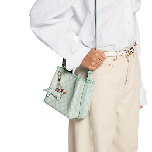 Gucci | GG Emblem small bucket bag | lilac GG leat...