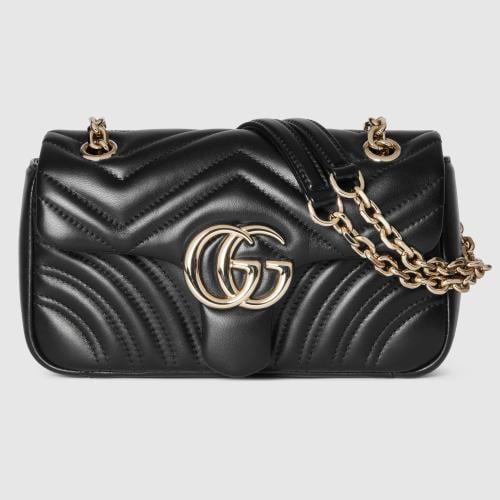 Gucci | GG Marmont small shoulder bag | black leat...