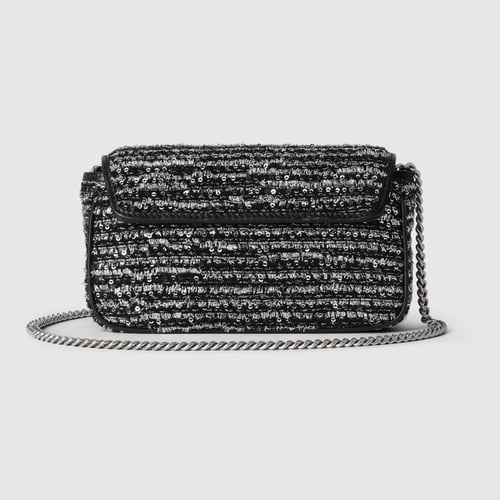 Gucci | GG Marmont mini bag | black and silver twe...