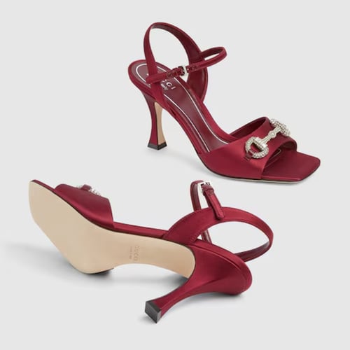 Gucci | Women's sandal with crystal Horsebit | red...