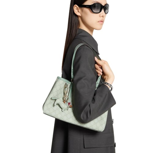 Gucci | GG Emblem medium tote bag | sage green fab...