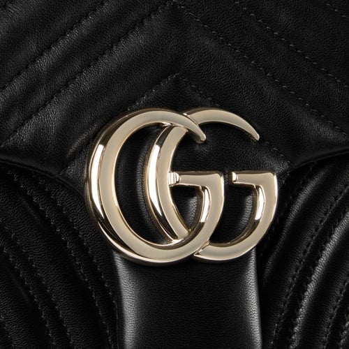 Gucci | GG Marmont medium shoulder bag | black lea...