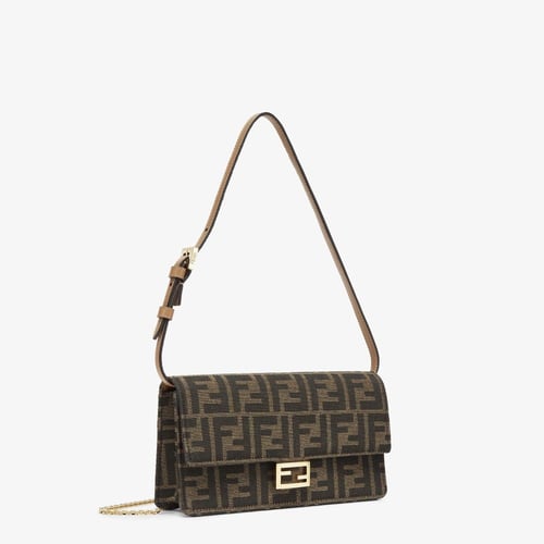 Fendi | Wallet On Chain Baguette | Brown FF fabric...