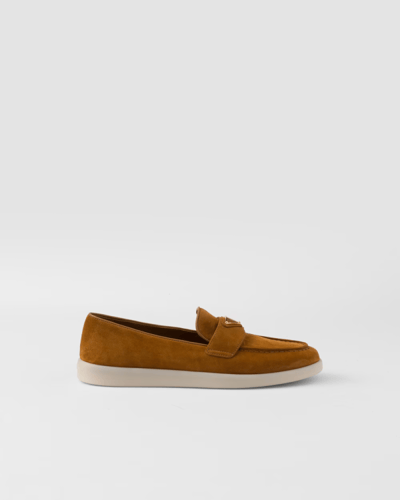 Prada | Suede leather loafers | Color: Cognac