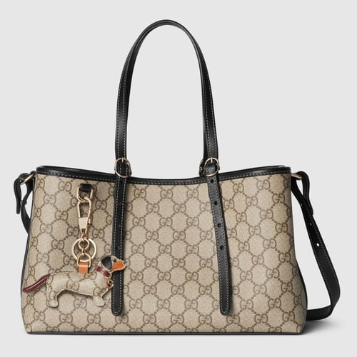 Gucci | GG Emblem medium tote bag | beige and dark...