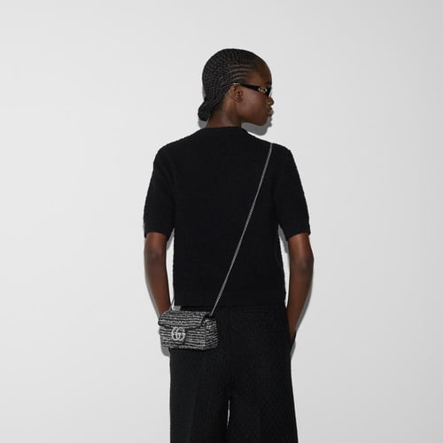 Gucci | GG Marmont mini bag | black and silver twe...