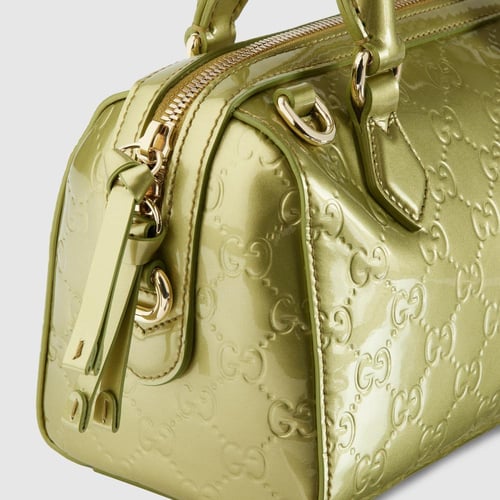 Gucci | GG Emblem small boston bag | pale green GG...