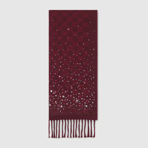 Gucci | GG wool scarf with crystals | Color: borde...