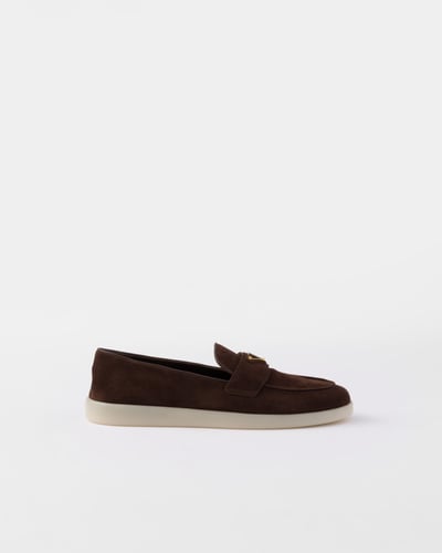 Prada | Suede leather loafers | Color: Dark Brown