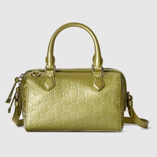 Gucci | GG Emblem small boston bag | pale green GG...