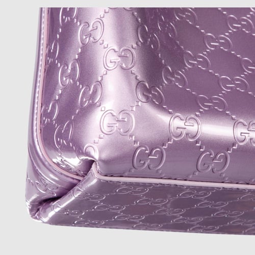 Gucci | GG Emblem small bucket bag | lilac GG leat...