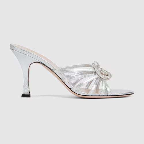 Gucci | Women's slide sandal with crystal Interloc...