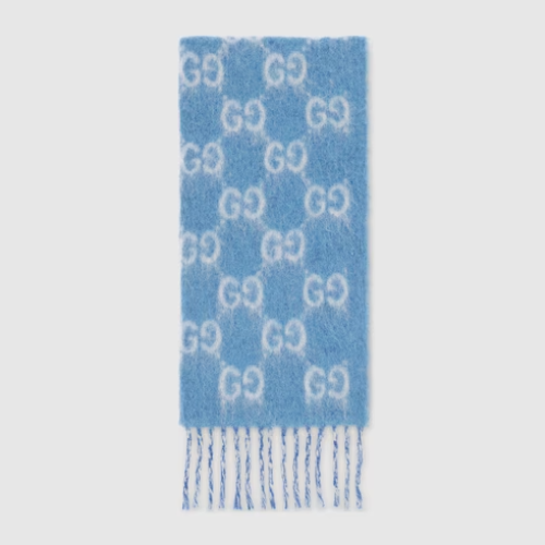 Gucci | GG alpaca wool blend scarf | Color: blue a...