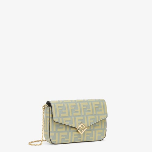 Fendi | FF Diamonds Wallet On Chain | Green leathe...