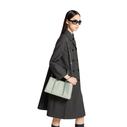 Gucci | GG Emblem medium tote bag | sage green fab...
