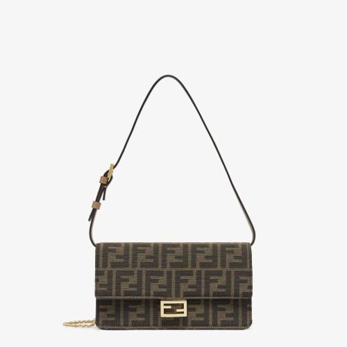 Fendi | Wallet On Chain Baguette | Brown FF fabric...