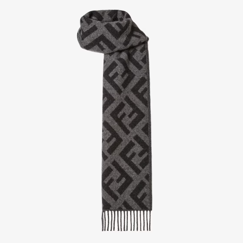 Fendi | Grey and black FF cashmere scarf | Color:...