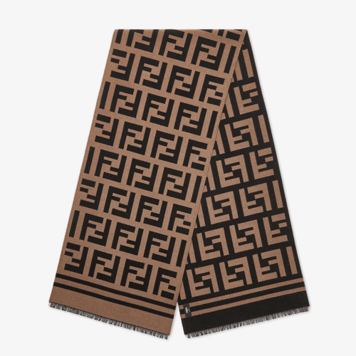 Fendi | Brown wool and silk scarf | Color: Brown