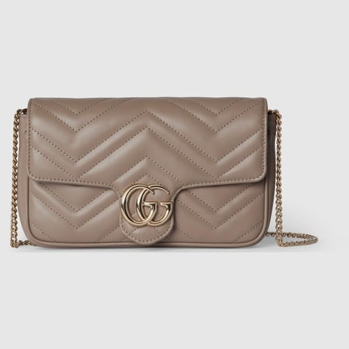 Gucci | GG Marmont small shoulder bag | taupe leat...