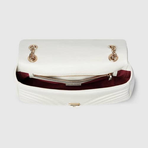 Gucci | GG Marmont medium shoulder bag | white lea...