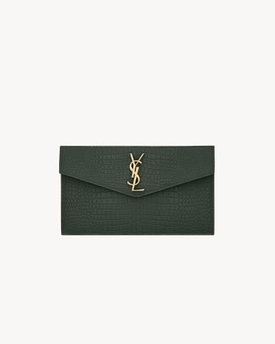 Saint Laurent | UPTOWN CROCODILE EMBOSSED LEATHER...