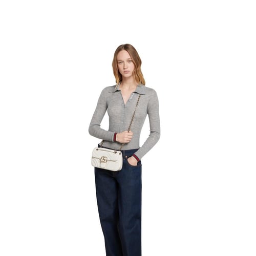 Gucci | GG Marmont small shoulder bag | white leat...