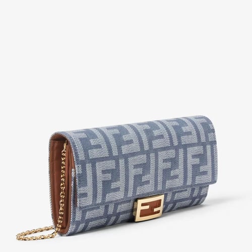 Fendi | Baguette Continental With Chain | Blue den...