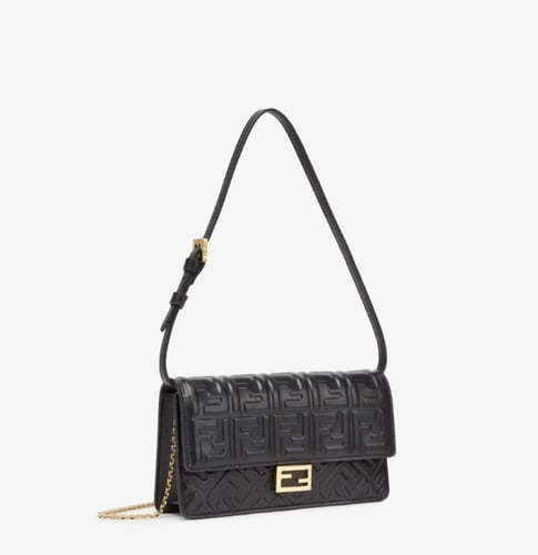 Fendi | Wallet On Chain Baguette | Black nappa lea...