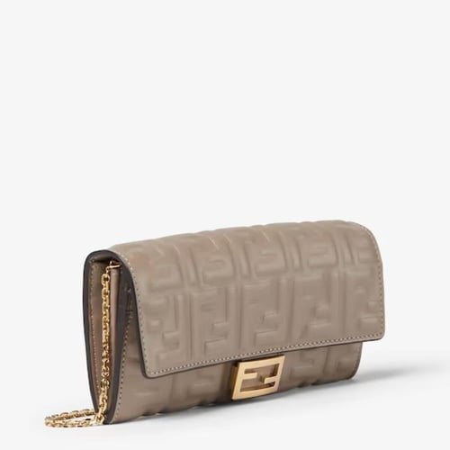 Fendi | Baguette Continental With Chain | Dove gre...