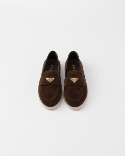 Prada | Suede leather loafers | Color: Dark Brown