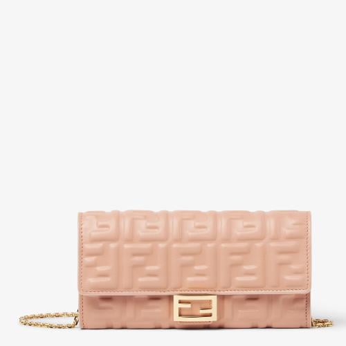 Fendi | Baguette Continental With Chain | Pink nap...
